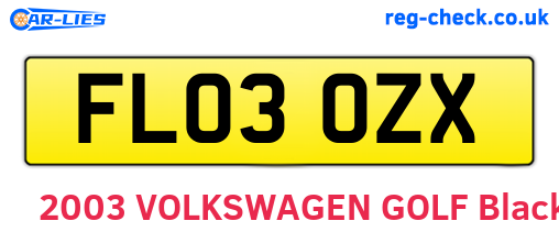FL03OZX are the vehicle registration plates.