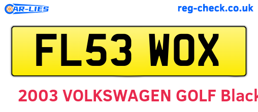FL53WOX are the vehicle registration plates.