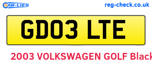 GD03LTE are the vehicle registration plates.