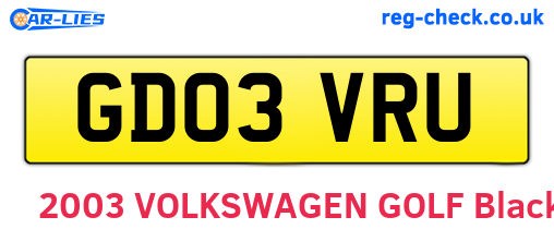 GD03VRU are the vehicle registration plates.