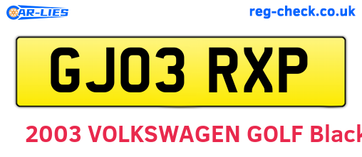 GJ03RXP are the vehicle registration plates.