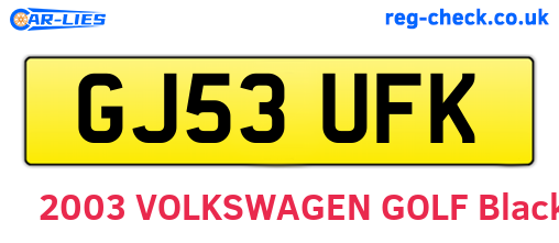 GJ53UFK are the vehicle registration plates.