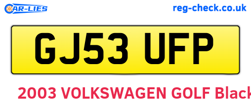 GJ53UFP are the vehicle registration plates.