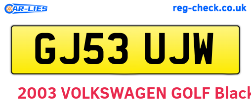 GJ53UJW are the vehicle registration plates.