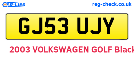 GJ53UJY are the vehicle registration plates.