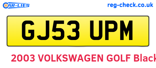 GJ53UPM are the vehicle registration plates.