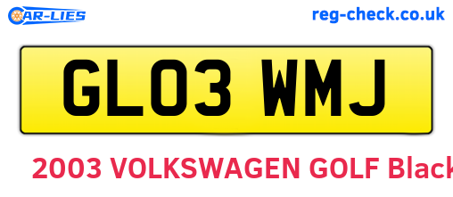 GL03WMJ are the vehicle registration plates.