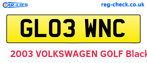 GL03WNC are the vehicle registration plates.