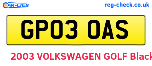 GP03OAS are the vehicle registration plates.