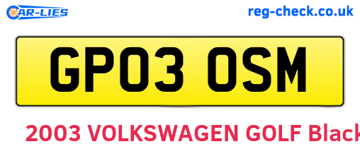 GP03OSM are the vehicle registration plates.