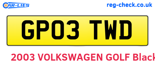 GP03TWD are the vehicle registration plates.