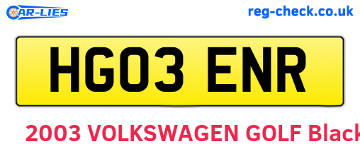 HG03ENR are the vehicle registration plates.