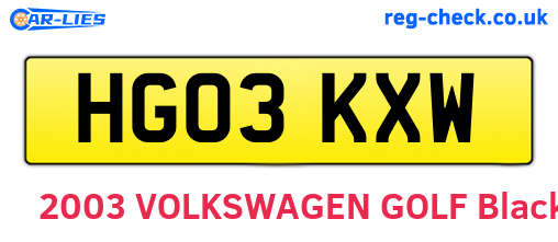 HG03KXW are the vehicle registration plates.