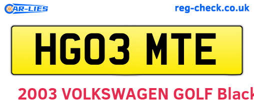 HG03MTE are the vehicle registration plates.