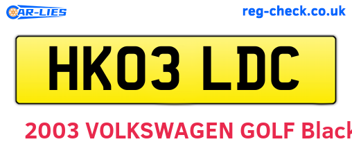 HK03LDC are the vehicle registration plates.