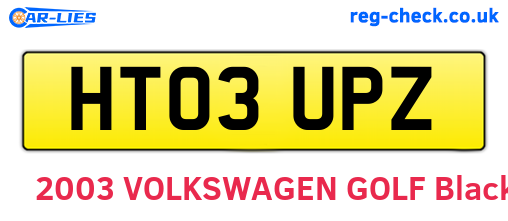 HT03UPZ are the vehicle registration plates.