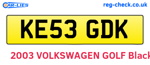 KE53GDK are the vehicle registration plates.