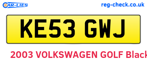 KE53GWJ are the vehicle registration plates.