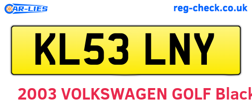 KL53LNY are the vehicle registration plates.