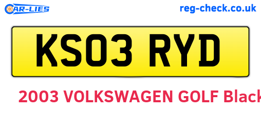 KS03RYD are the vehicle registration plates.
