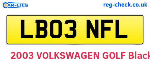 LB03NFL are the vehicle registration plates.