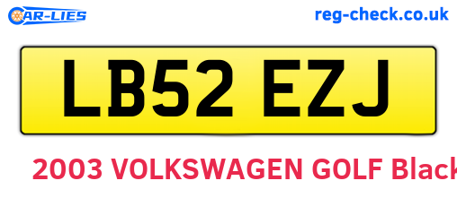 LB52EZJ are the vehicle registration plates.