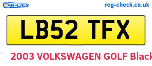 LB52TFX are the vehicle registration plates.