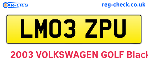 LM03ZPU are the vehicle registration plates.