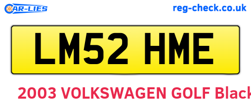 LM52HME are the vehicle registration plates.