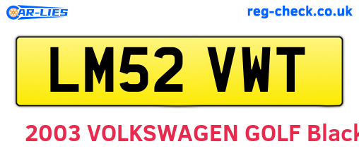 LM52VWT are the vehicle registration plates.