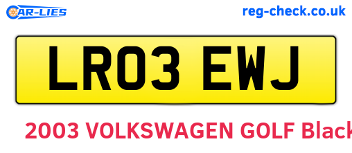 LR03EWJ are the vehicle registration plates.