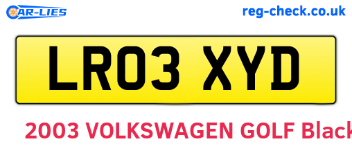 LR03XYD are the vehicle registration plates.