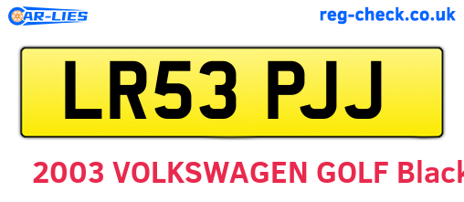 LR53PJJ are the vehicle registration plates.