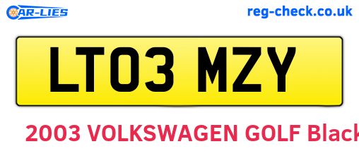 LT03MZY are the vehicle registration plates.