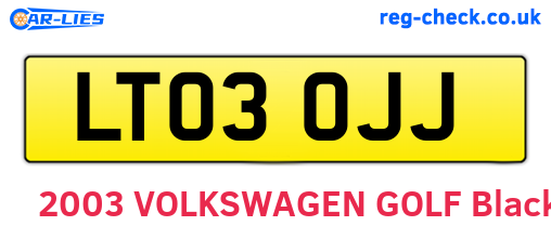 LT03OJJ are the vehicle registration plates.