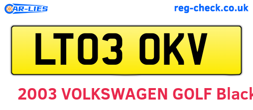 LT03OKV are the vehicle registration plates.