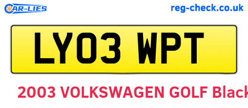 LY03WPT are the vehicle registration plates.