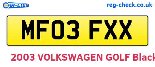 MF03FXX are the vehicle registration plates.