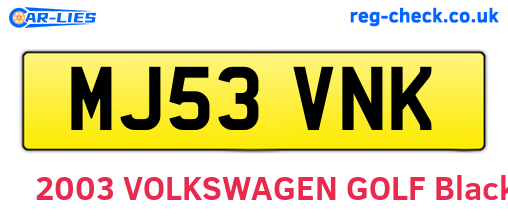 MJ53VNK are the vehicle registration plates.