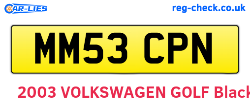 MM53CPN are the vehicle registration plates.