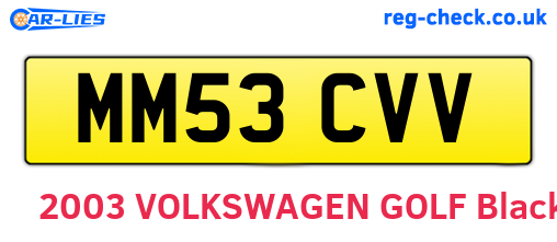 MM53CVV are the vehicle registration plates.