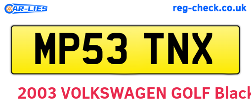 MP53TNX are the vehicle registration plates.