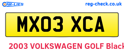 MX03XCA are the vehicle registration plates.