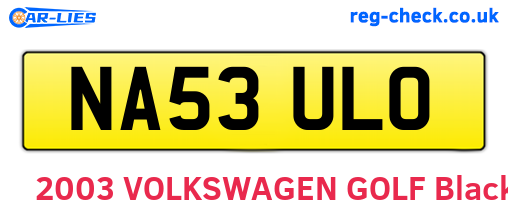 NA53ULO are the vehicle registration plates.