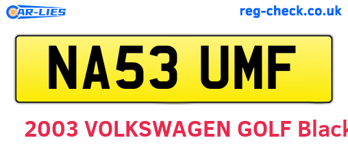 NA53UMF are the vehicle registration plates.