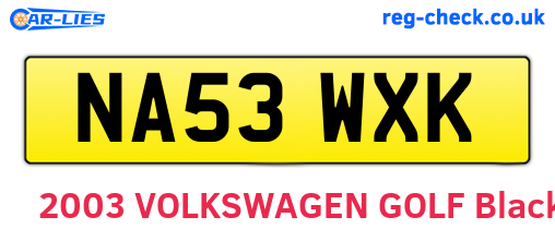 NA53WXK are the vehicle registration plates.