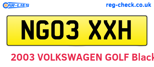 NG03XXH are the vehicle registration plates.