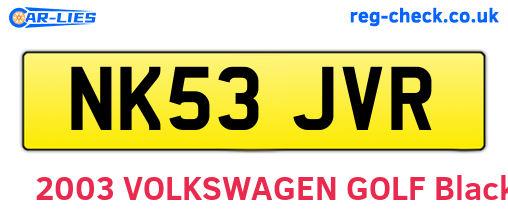 NK53JVR are the vehicle registration plates.