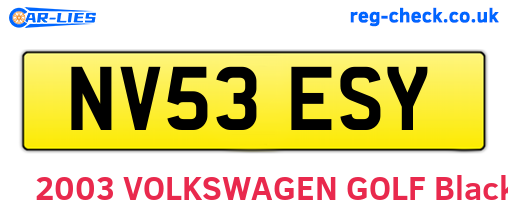 NV53ESY are the vehicle registration plates.