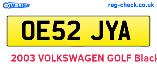 OE52JYA are the vehicle registration plates.